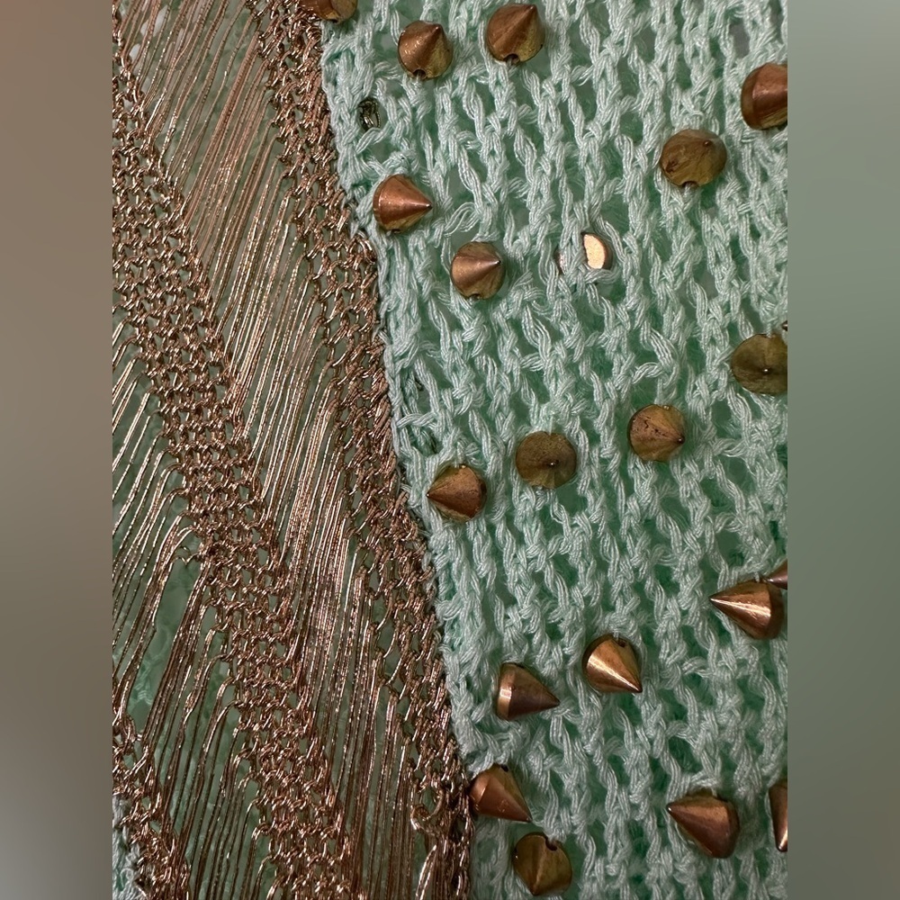 Mint Green Knit Top with Gold Accents - Women - Picture 5 of 6